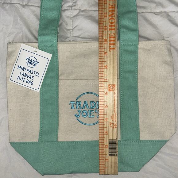 Trader Joe’s Mini Pastel Mint Canvas Tote Bag Limited Easter Edition - Picture 2 of 5